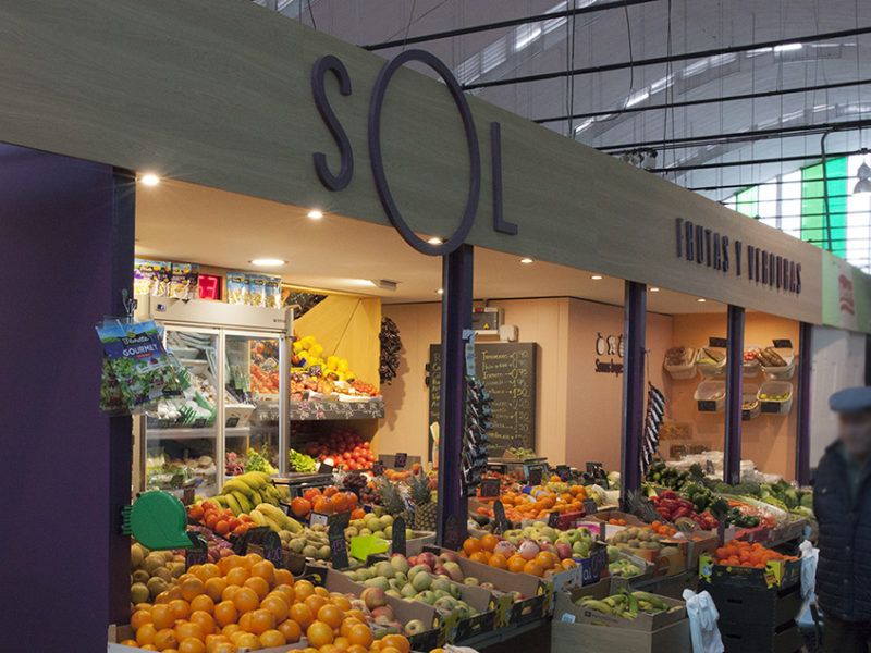 Letras corpóreas coloreadas para Frutas y Verduras SOL